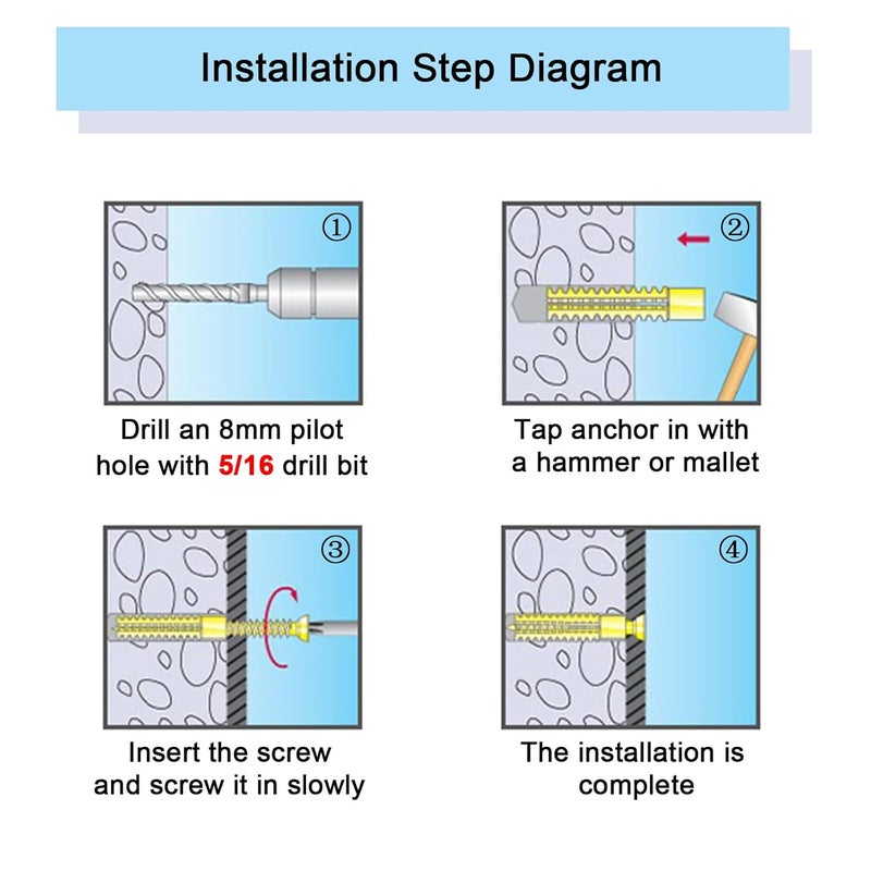 Suprom 10 Pack Heavy Duty Hollow Wall Anchors with Screws, Loose Hinge Hole Repair Kits, Ideal for Hinge Hole Repair and Concrete Wall, Hollow-Wall, Wooden Wall (6x32mm) - Image 3
